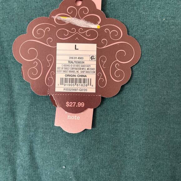 KNOX ROSE Sweater Crew Neck Long Sleeve Striped Lightweight teal blue NEW Large - Picture 3 of 5